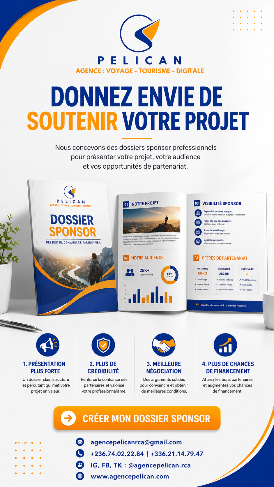 Visuel Pélican pour la création d'un dossier sponsor