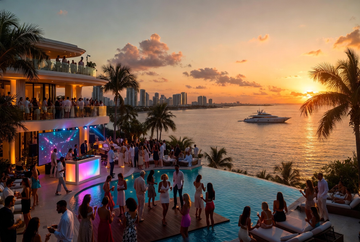 Soirée VIP et coucher de soleil face à la mer